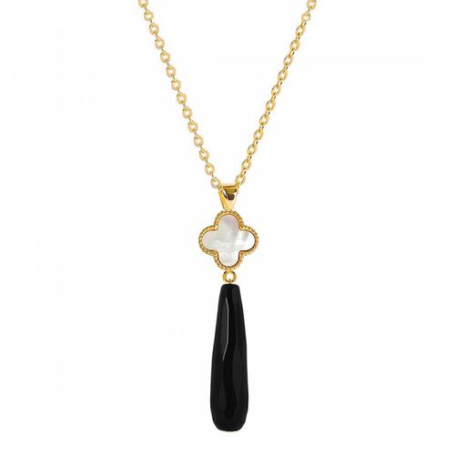 Women's 18K Black & White Mother Of Pearl & Onyx Drop Necklace - Chloe Collection by Liv Oliver - Modalova