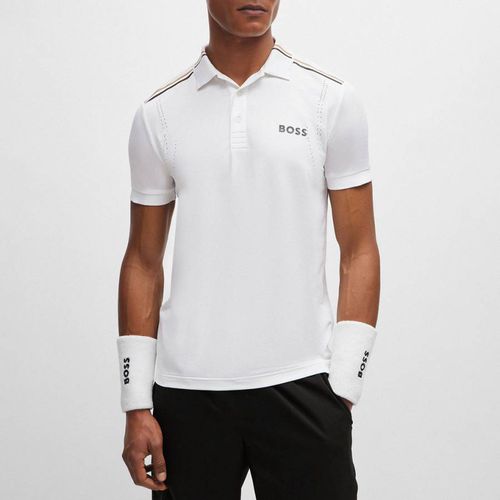 White Stripe Detail Polo Shirt - BOSS - Modalova
