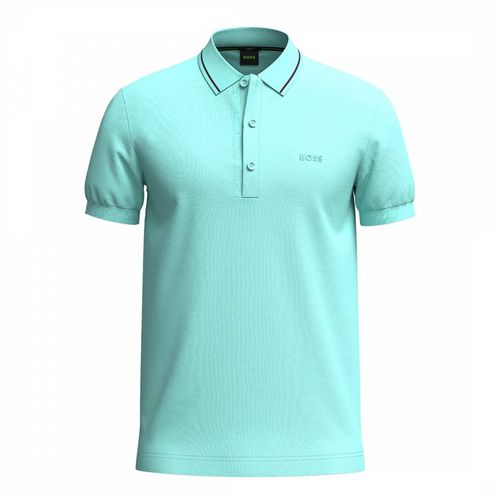 Turquoise Cotton Polo Shirt - BOSS - Modalova