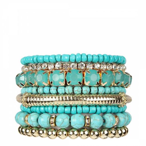 K Gold Turquoise Bracelet Set - Liv Oliver - Modalova