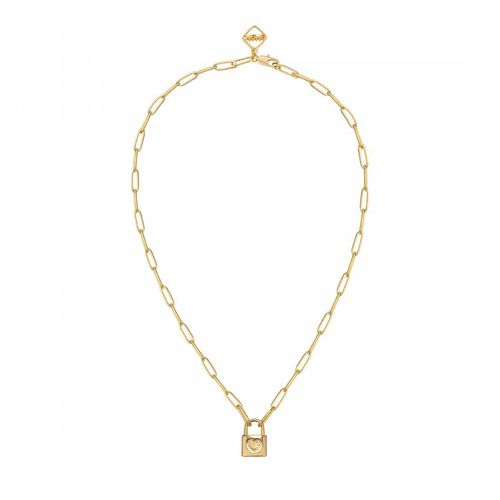K Gold Plated Heart Lock Necklace - MeMe London - Modalova