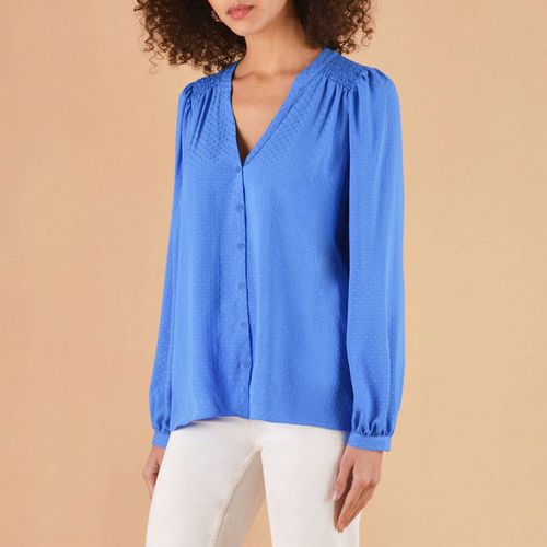 Blue Shirred Detail Blouse - Ro & Zo - Modalova