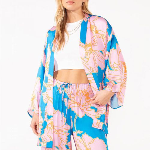 Blue/Pink Floral Kimono - Ro & Zo - Modalova