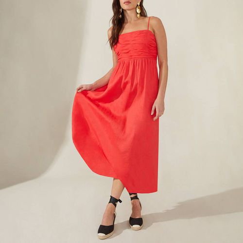 Coral Strappy Linen Midi dress - Ro & Zo - Modalova