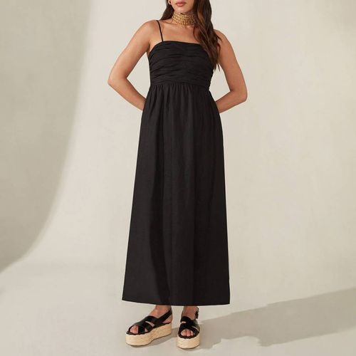 Black Strappy Linen Midi Dress - Ro & Zo - Modalova