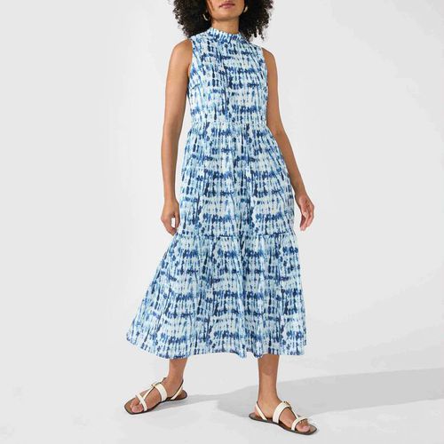 Blue Printed Tiered Dress - Ro & Zo - Modalova