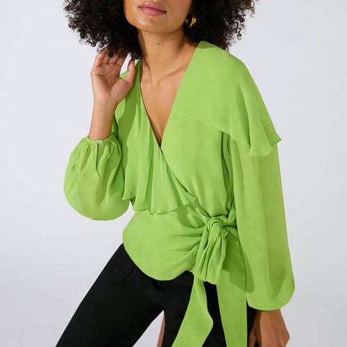 Green Cape Detail Wrap Top - Ro & Zo - Modalova