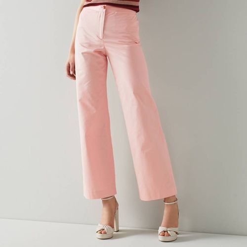 Pink Katie Wide Leg Cotton Trousers - L K Bennett - Modalova