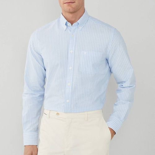 Blue Stripe Slim Fit Cotton Shirt - Hackett London - Modalova