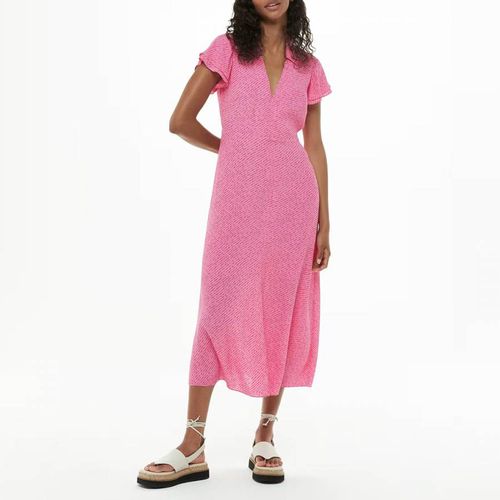 Pink Nina Diagonal Fleck Midi Dress - WHISTLES - Modalova