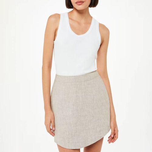 Beige Curved Hem Linen Mini Skirt - WHISTLES - Modalova