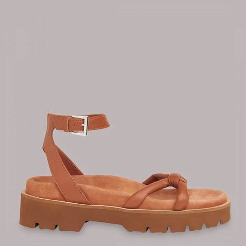 Tan Mina Knotted Leather Sandals - WHISTLES - Modalova