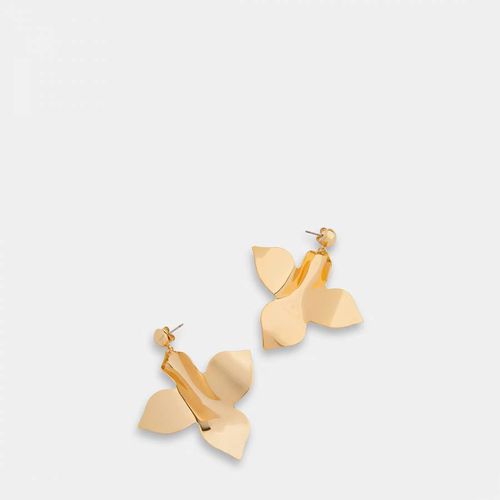 Gold Statement Leaf Stud Earrings - WHISTLES - Modalova