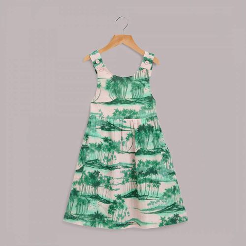 Green Palm Print Poppy Linen Blend Dress - WHISTLES - Modalova