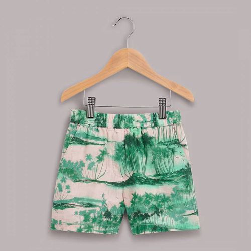 Green Palm Print Sammy Linen Blend Shorts - WHISTLES - Modalova
