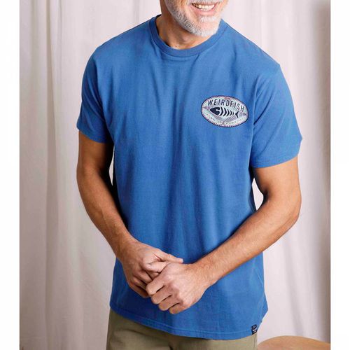 Blue Back Print Cotton T-Shirt - Weird Fish - Modalova