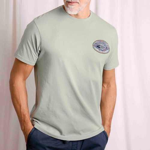 Green Back Print Cotton T-Shirt - Weird Fish - Modalova
