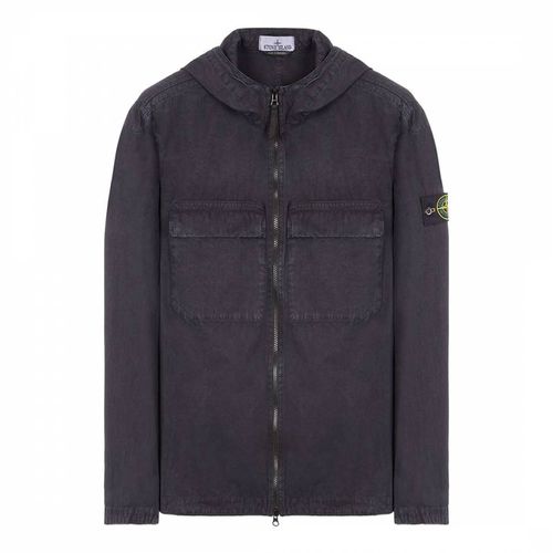 Navy Hooded Brushed Cotton Jacket - Stone Island - Modalova