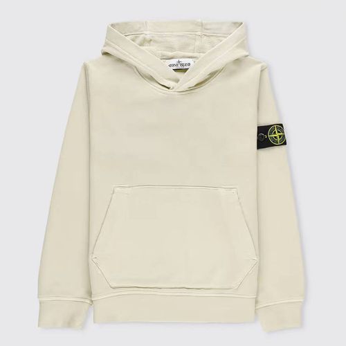 Cream Garment Dyed Cotton Fleece Hoodie - Stone Island - Modalova