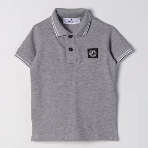 Grey Pique Cotton Blend Polo Shirt - Stone Island - Modalova