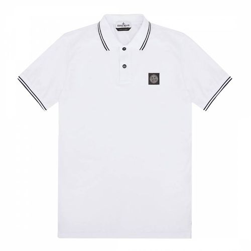 White Pique Short Sleeve Polo Shirt - Stone Island - Modalova