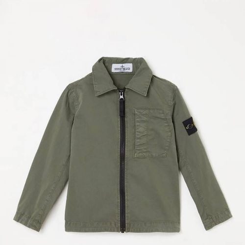 Khaki Garment Dyed Cotton Blend Overshirt - Stone Island - Modalova