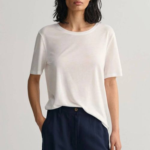 White Drape Neck T-Shirt - Gant - Modalova