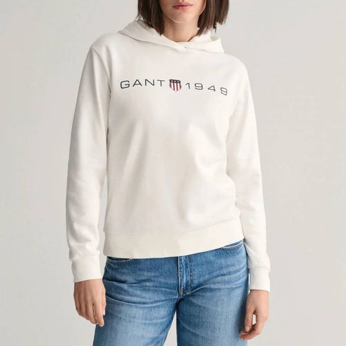 White Printed Cotton Blend Hoodie - Gant - Modalova