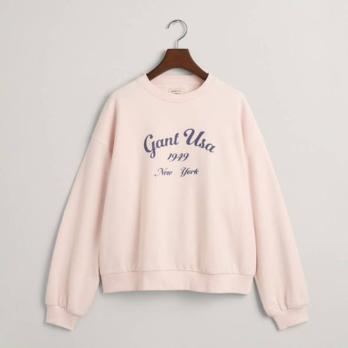 Teen's Pale Pink Oversized Script Logo Cotton Blend Sweatshirt - Gant - Modalova