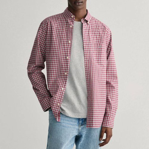 Red Poplin Micro check Cotton Shirt - Gant - Modalova