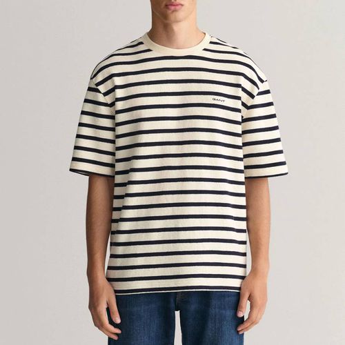 White/Black Striped Textured Cotton T-Shirt - Gant - Modalova