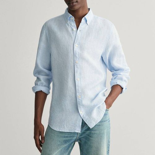 Pale Slim Houndstooth Linen Shirt - Gant - Modalova