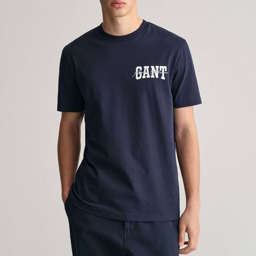 Navy Arch Script Cotton T-Shirt - Gant - Modalova