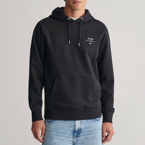 Black Logo Script Cotton Hoodie - Gant - Modalova