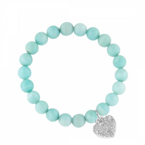 Silver Sea Blue Gemstone Love Charm Bracelet - Liv Oliver - Modalova