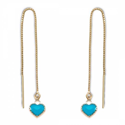 K Heart Blue Enamel Threader Earrings - Liv Oliver - Modalova