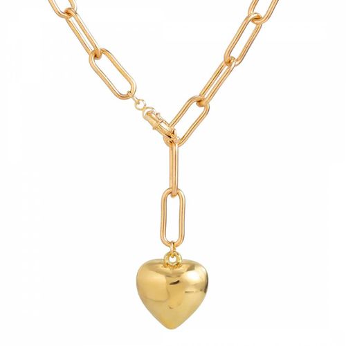 K Gold Link Heart Lariat Necklace - Liv Oliver - Modalova