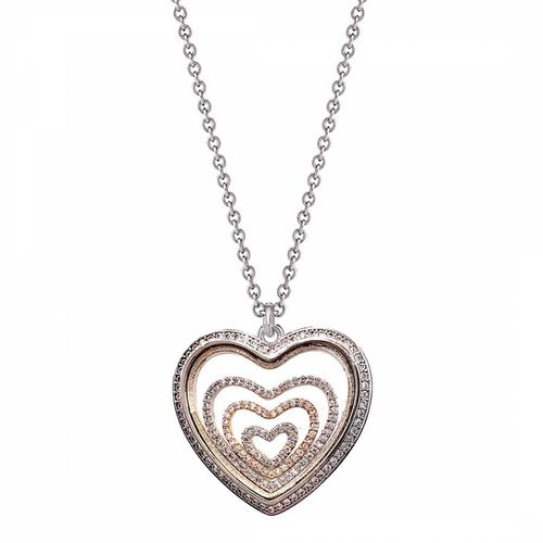 Silver & Rose Floating Heart One Of A Kind Statement Necklace - Liv Oliver - Modalova