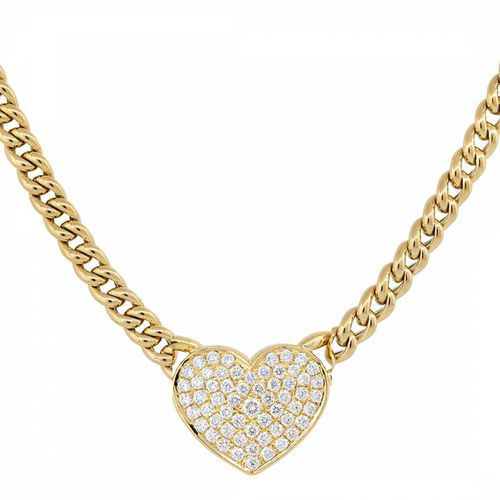 K Gold Pave Heart Link Necklace - Liv Oliver - Modalova