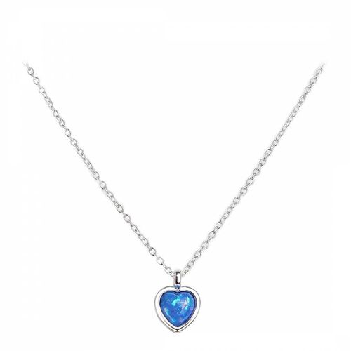 Silver Blue Opal Heart Necklace - Liv Oliver - Modalova
