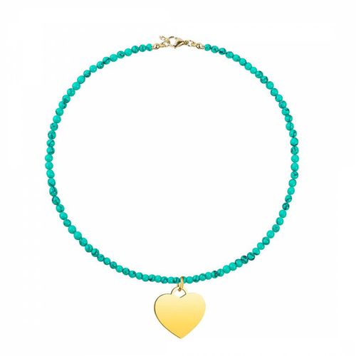 K Turquoise & Heart Drop Necklace - Liv Oliver - Modalova
