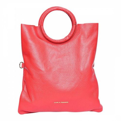 Red Italian Leather Handbag - Carla Ferreri - Modalova