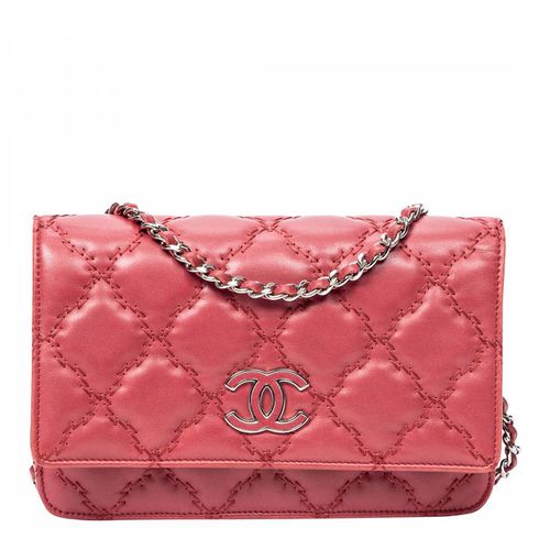 Burgundy Double Stitch Hampton Wallet On Chain Shoulder Bag - Vintage Chanel - Modalova