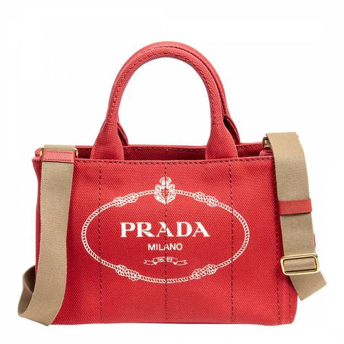 Red Small Canapa Tote Shoulder Bag - Vintage Prada - Modalova