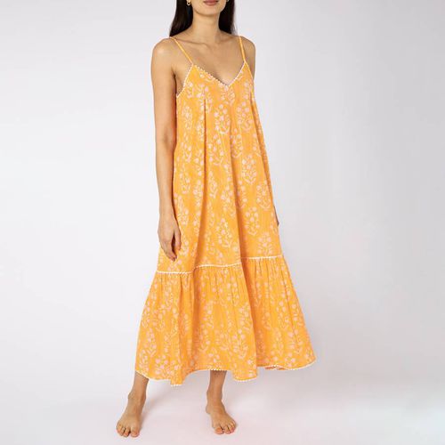 Orange Small Floral Midi Dress - Juliet Dunn - Modalova