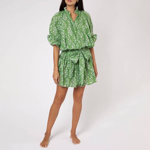 Green Floral Blouson Dress - Juliet Dunn - Modalova