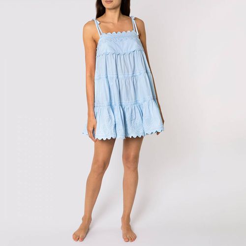Blue Poplin Trapeze Dress - Juliet Dunn - Modalova