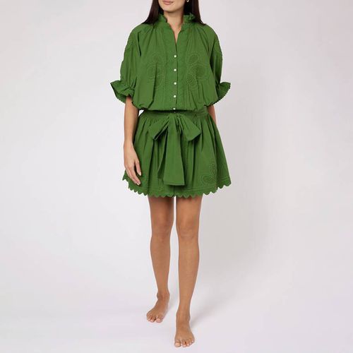 Green Poplin Blouson Dress - Juliet Dunn - Modalova