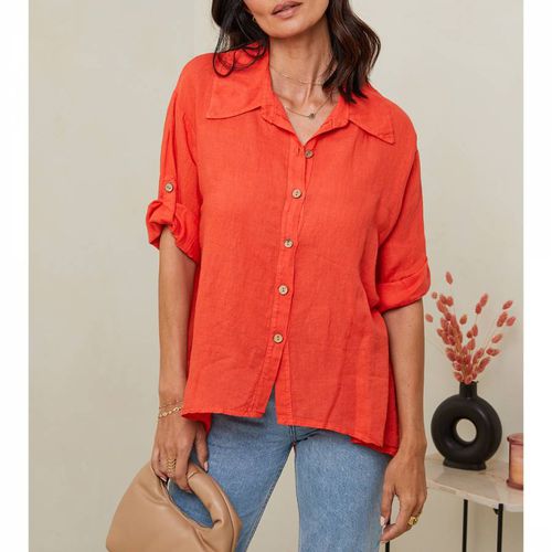 Orange Linen Shirt - LE MONDE DU LIN - Modalova