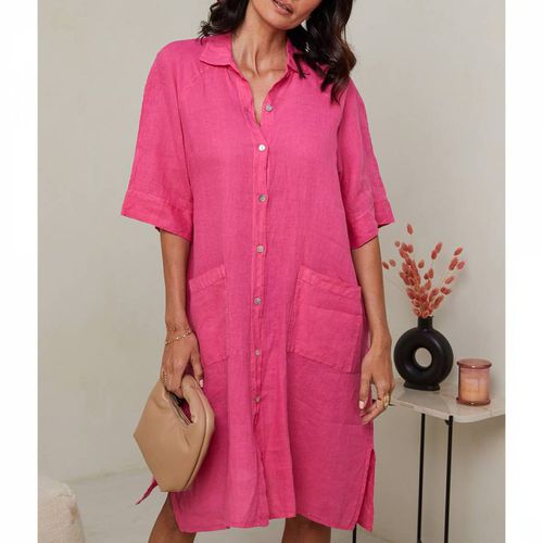 Pink Linen Midi Dress - LE MONDE DU LIN - Modalova